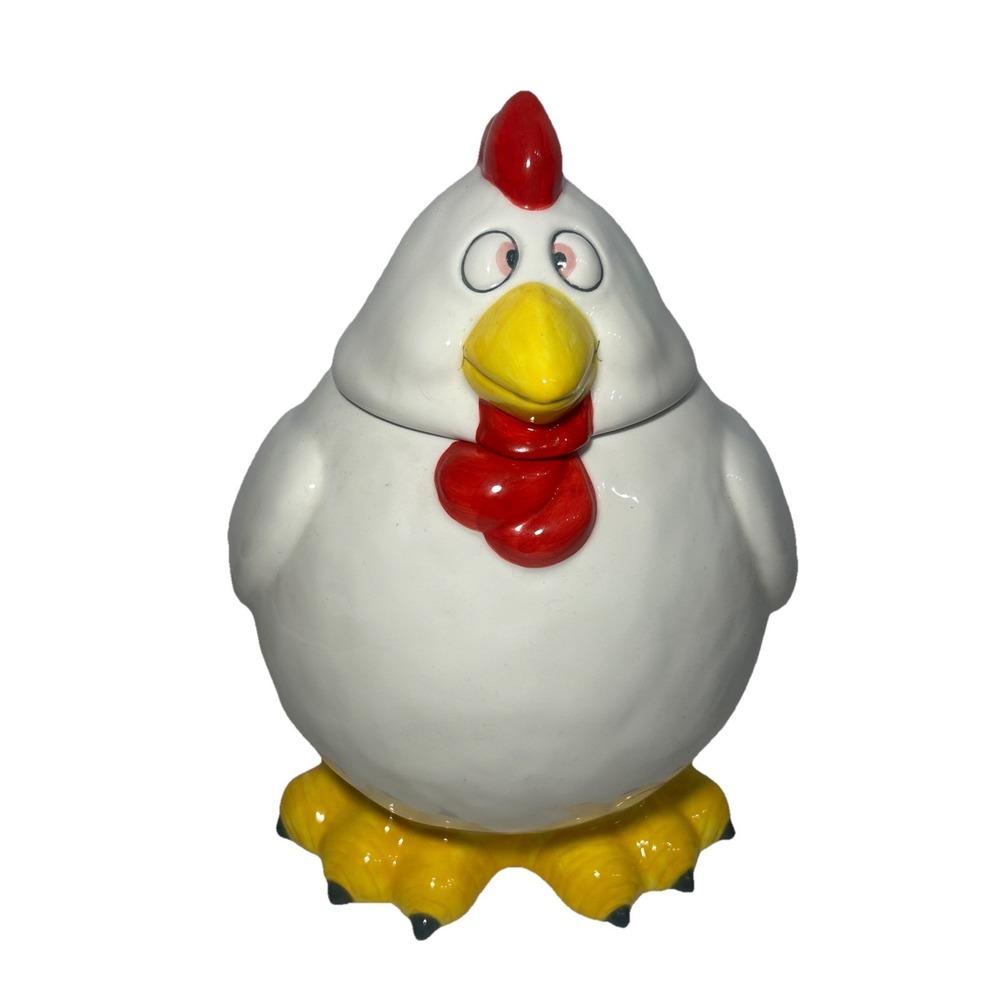 Vintage Bella Casa By Ganz Cross-Eyed Chicken Cookie Jar Ceramic Rooster Ganz
